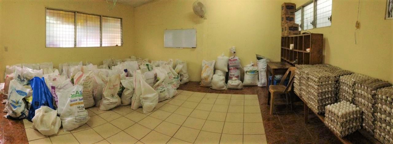One month's food distribution packed and ready to go